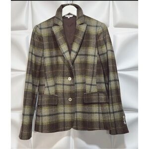 Robert Talbott Womens Sz 6 100% WOOL Tartan Plaid Blazer Jacket Equestrian ITALY